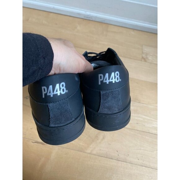 P448 "jack" all black sneakers mens Missized* 41 & 42 leather - Picture 8 of 10